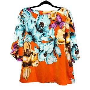 Chico's Size 1 Artsy Maximalist Top Womens M Resortcore Statement Italian Summer